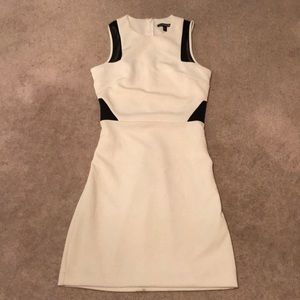 White dress black mesh fitted dress